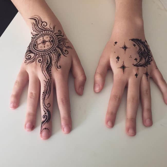 sun and moon henna designs