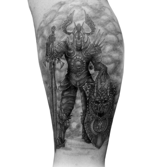 Tattoo uploaded by Aaron Aziel  deathknight skull knight etching   Tattoodo