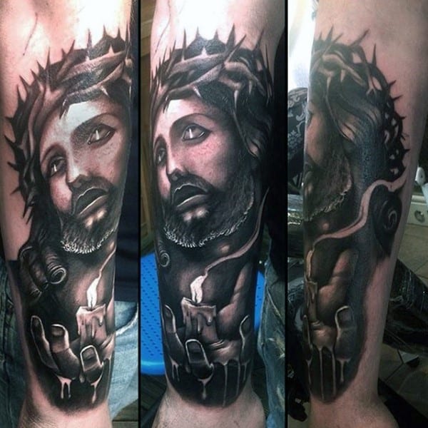 jesus-thorns-and-candle-christian-tattoos-for-men