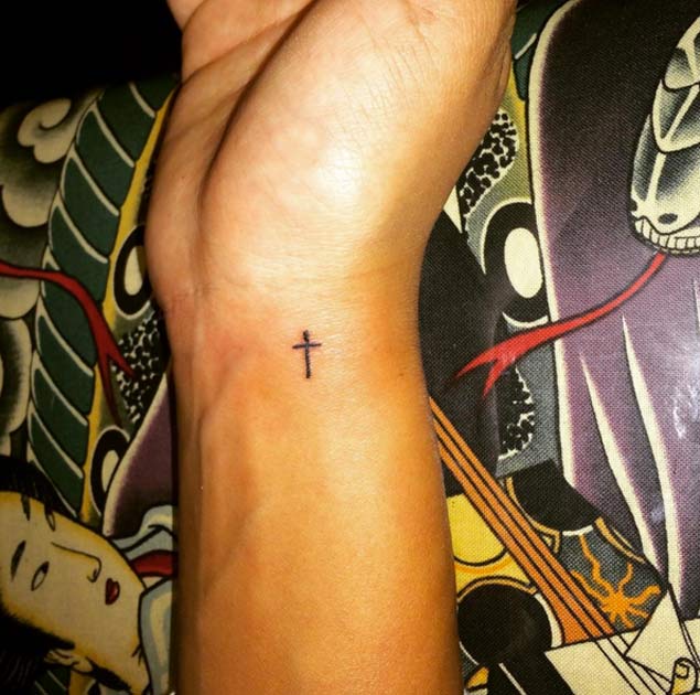 christian fish symbol with cross tattoo