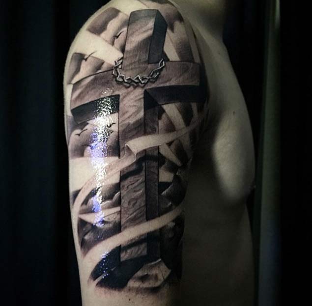 upper-arm-cross-tattoo