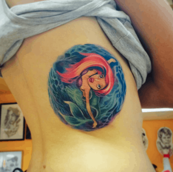 Circular Little Mermaid tattoo by Svetlana Liubchenko