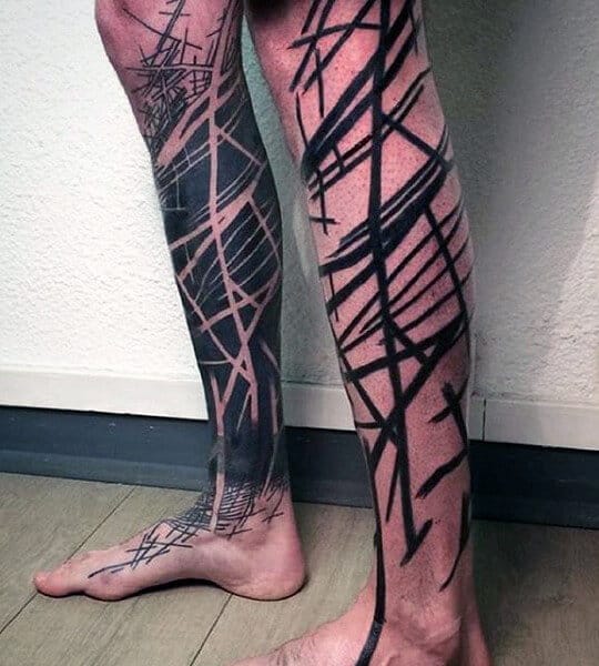 abstract leg tattoo