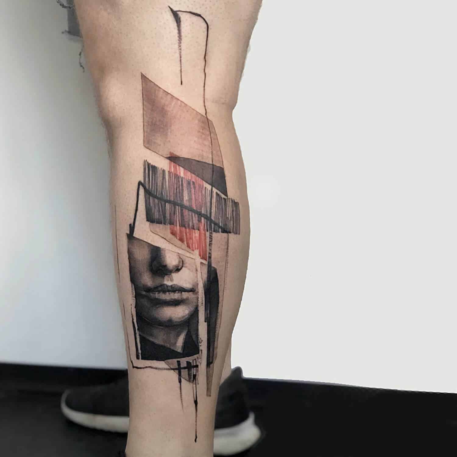 abstract leg tattoo