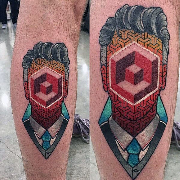 augmented reality tattoo on leg