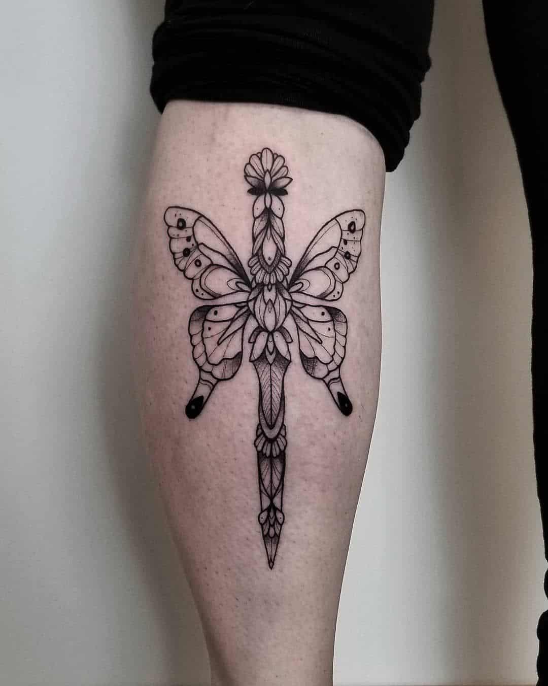 Tattoo tagged with butterfly dagger flower heart leg skull spider  trad  inkedappcom