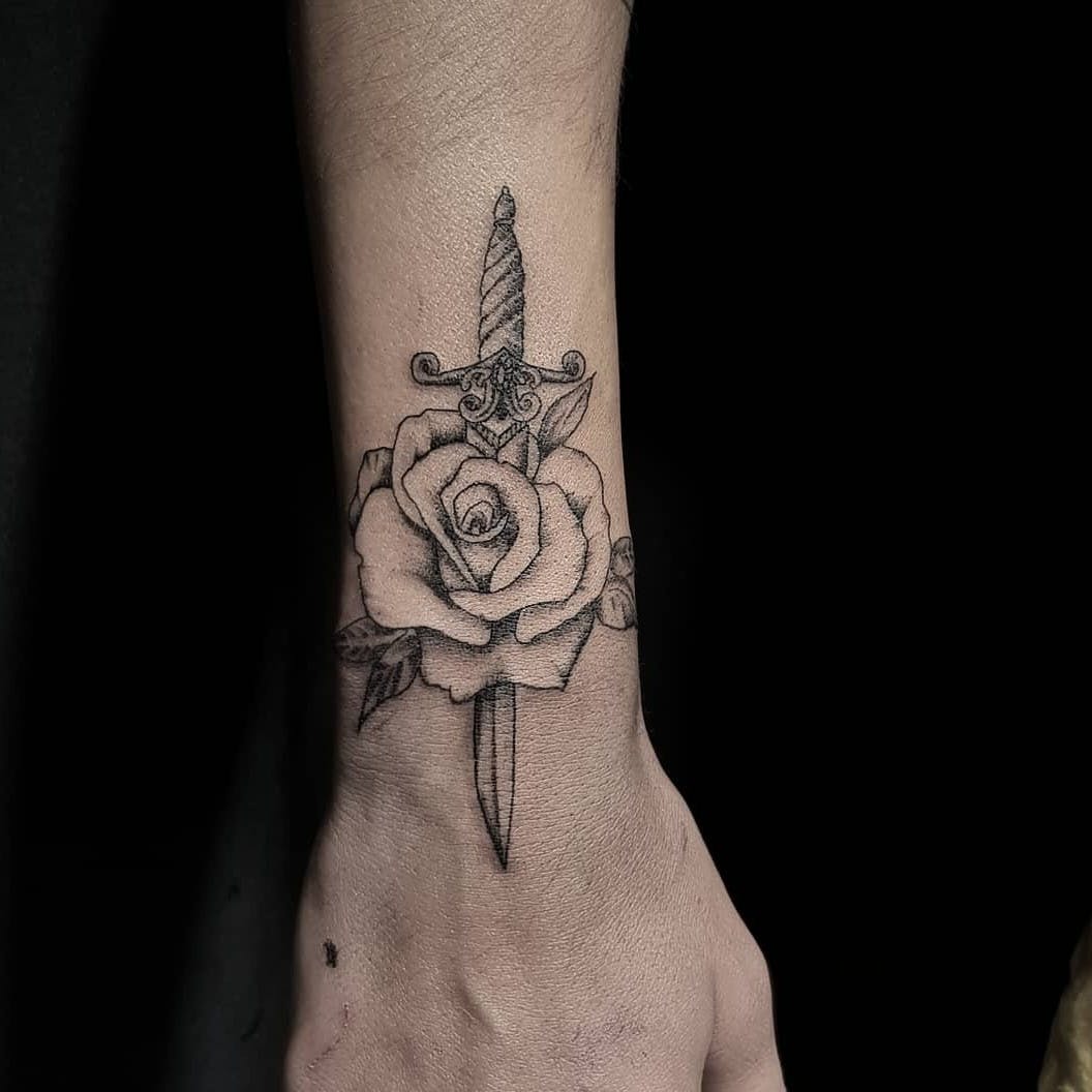 dagger and rose tattoo