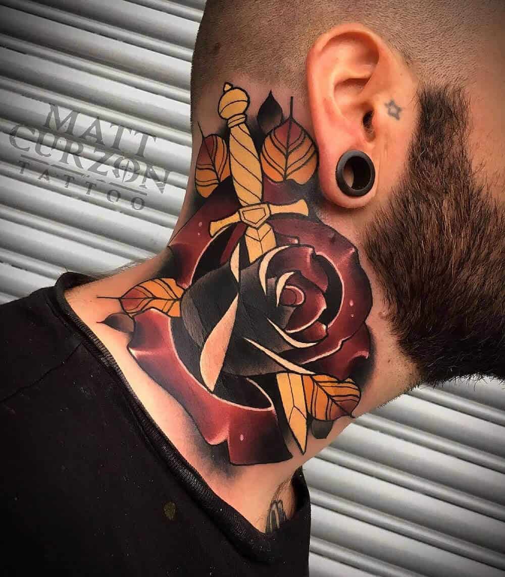 dagger and rose tattoo