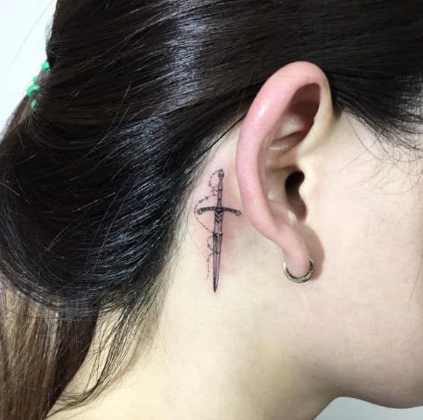 dagger ear tattoo