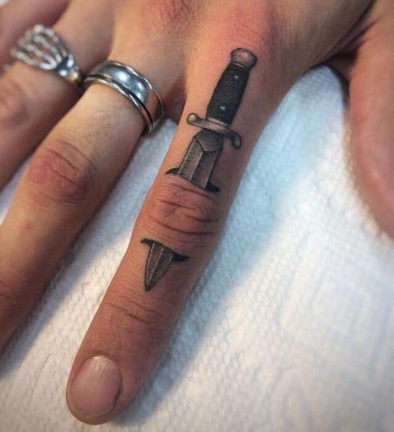 Flaming Sword Tattoos On Finger