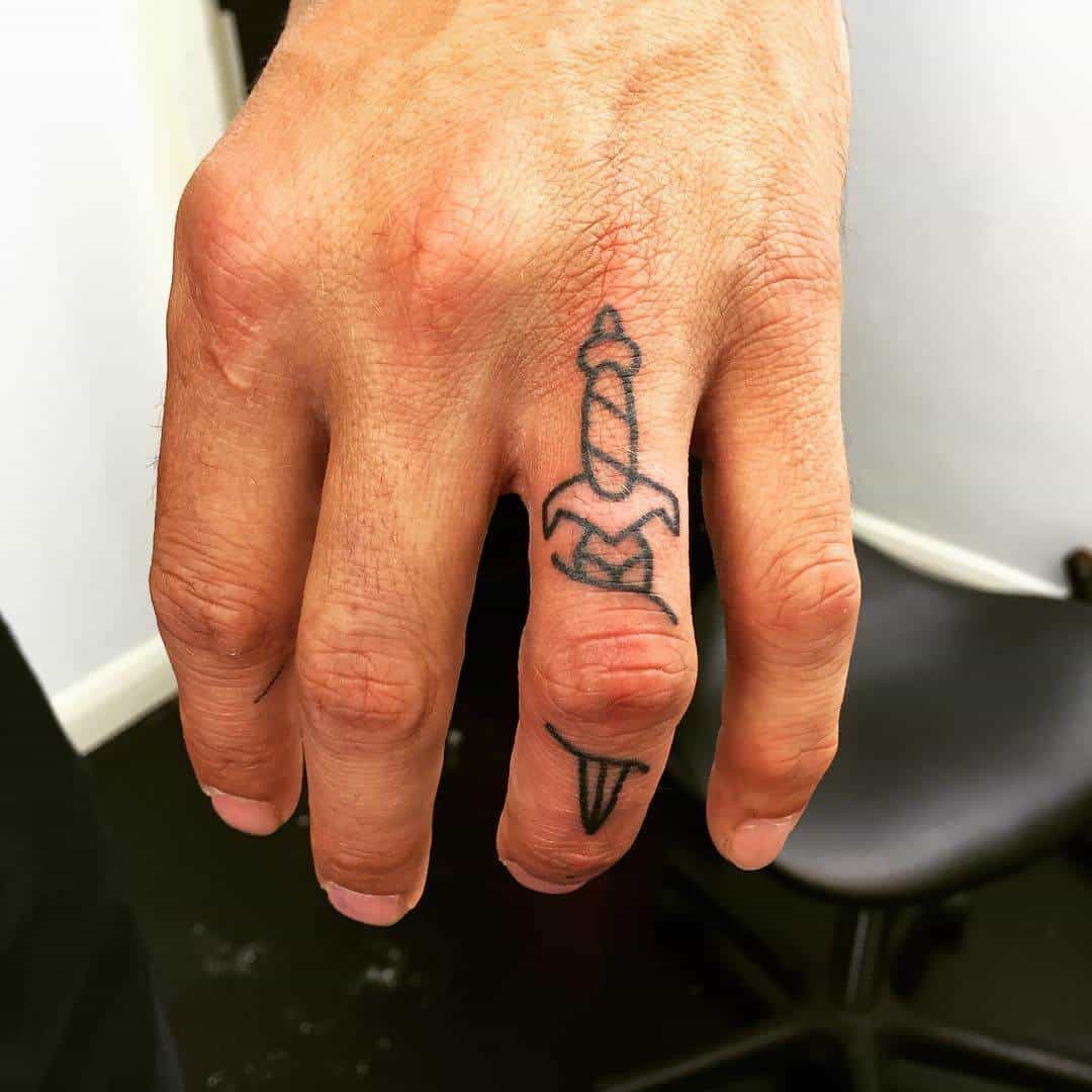 Tattoo uploaded by Mister G   Dagger On The Finger For My Boy Jesus Visit  Me For Your Next Tattoo G HardLifeInk NYC ENY TattooArt InkedOut  Dagger Sword FingerTattoo 3DArt  Tattoodo