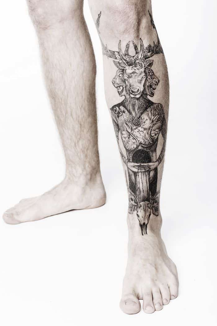 dagger leg tattoo