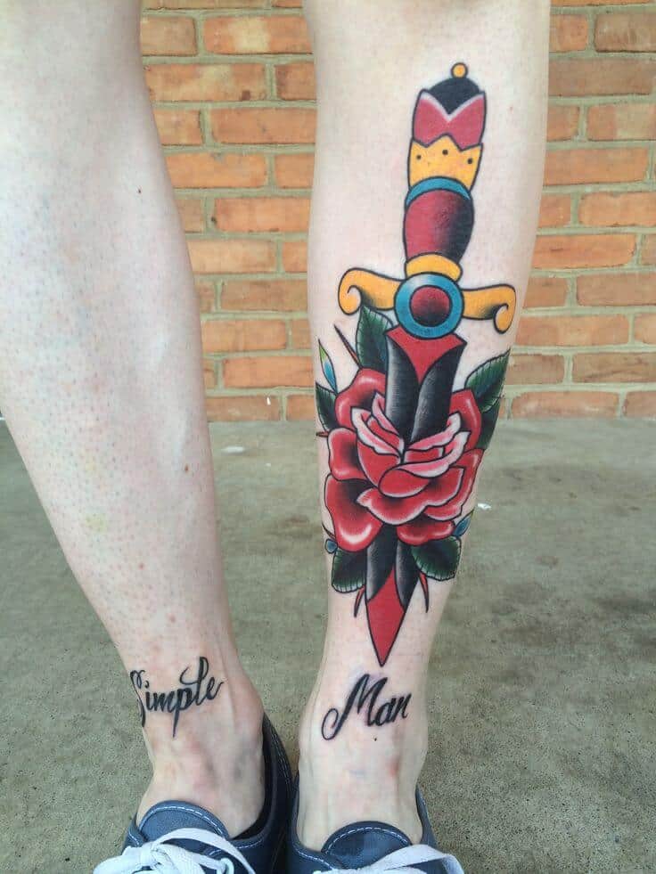 dagger leg tattoo