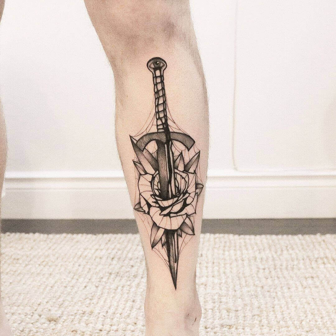 dagger leg tattoo