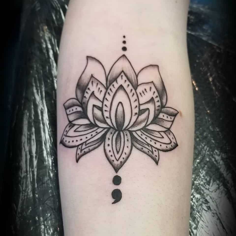 flower semicolon tattoo