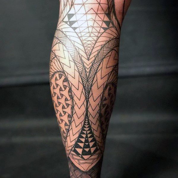 geometric leg tattoo