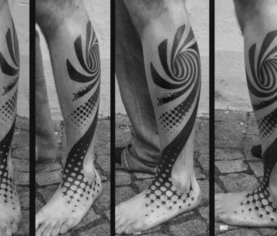 geometric tattoo on leg
