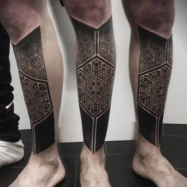 geometric tattoo on leg