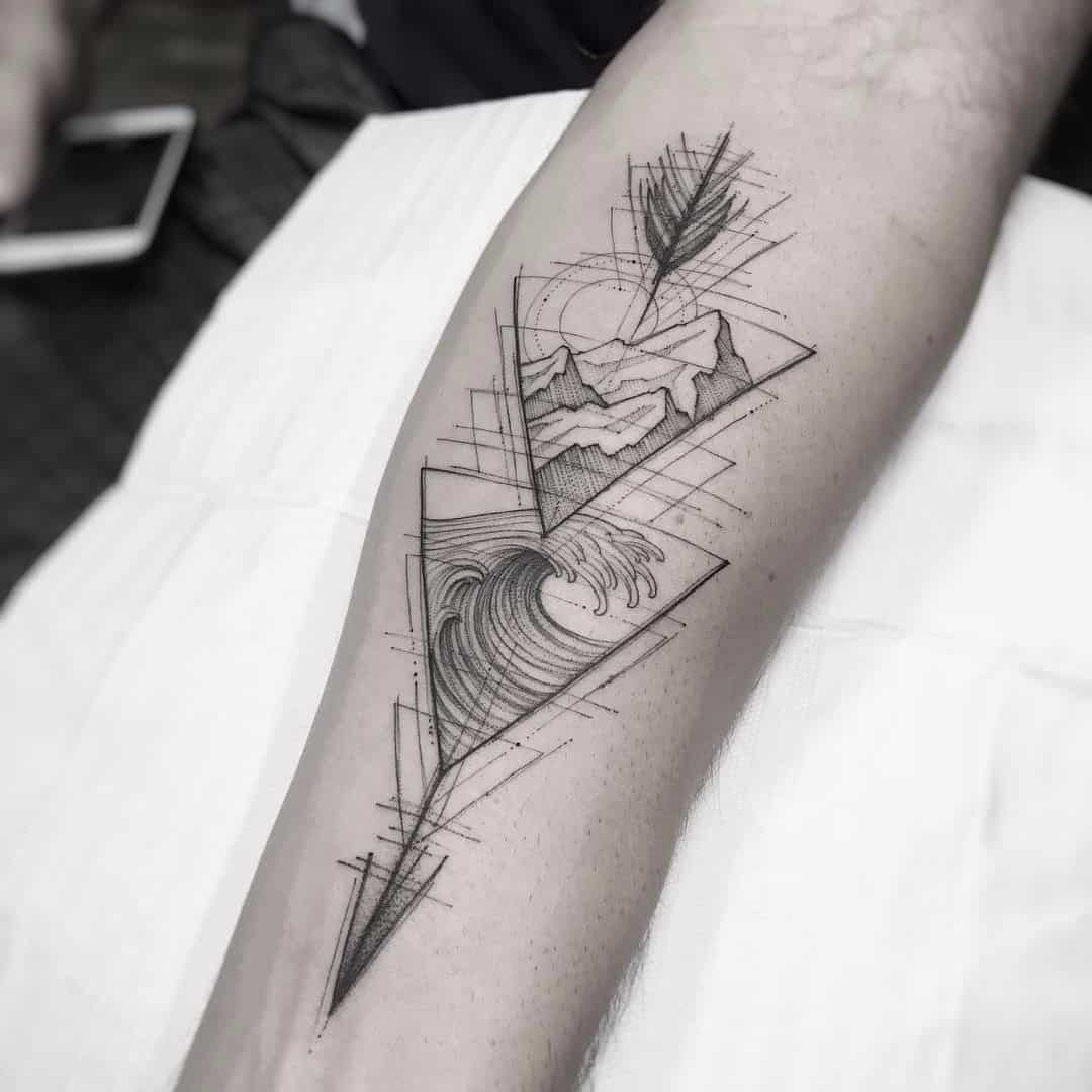 tatouage géométrique d'océan