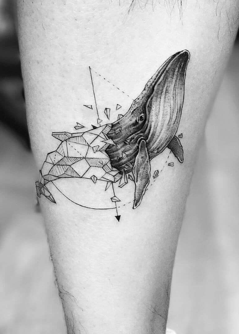 tatuagem geométrica de criaturas do mar