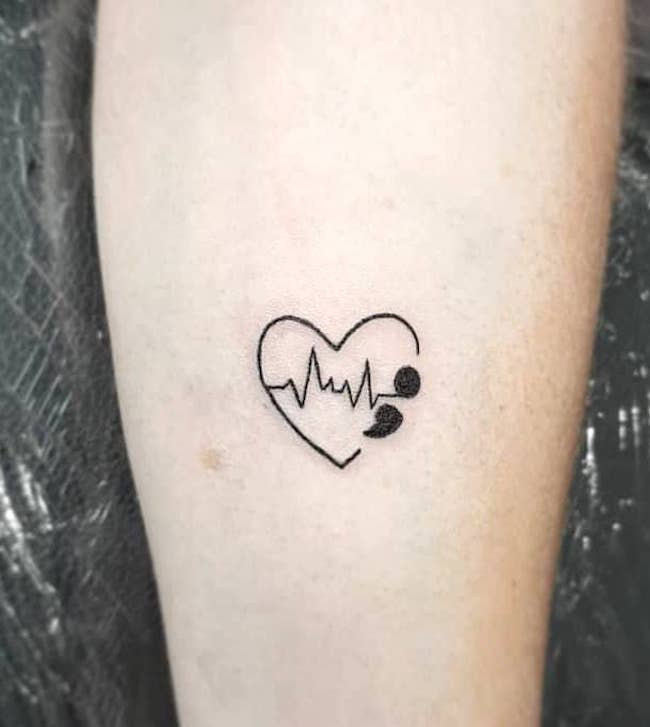 heart semicolon tattoo