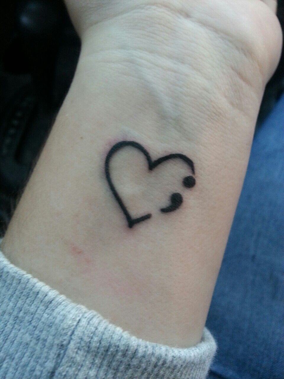 heart semicolon tattoo
