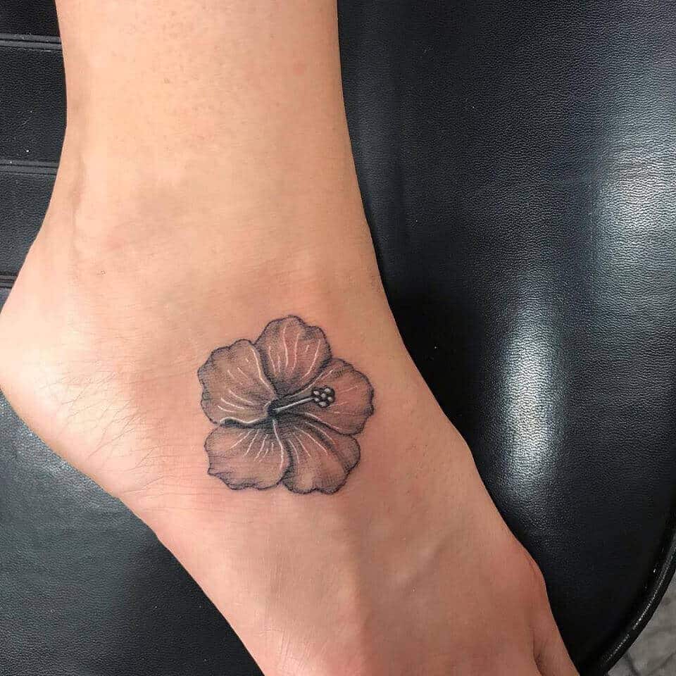 hibiscus foot tattoo