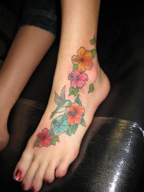 hibiscus foot tattoo