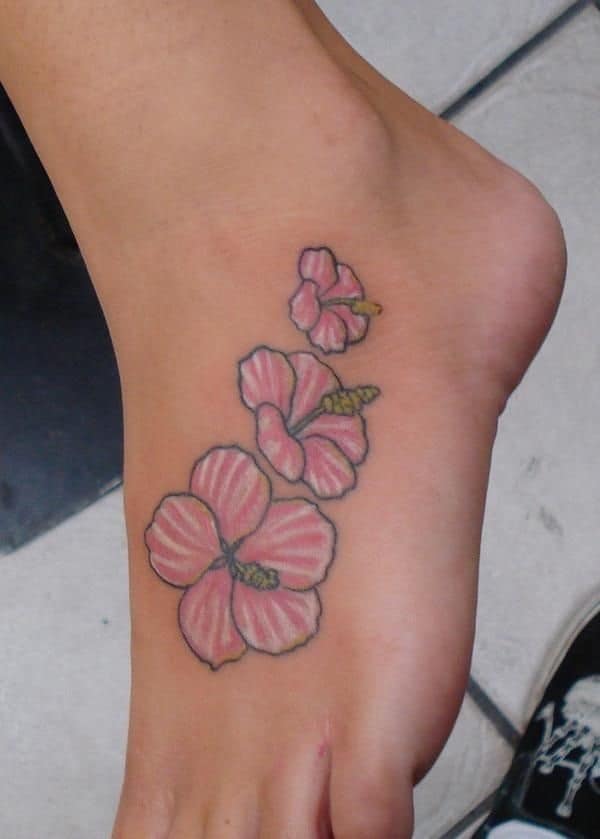 hibiscus foot tattoo