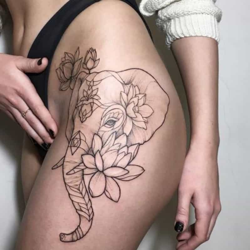 hibiscus hip tattoo