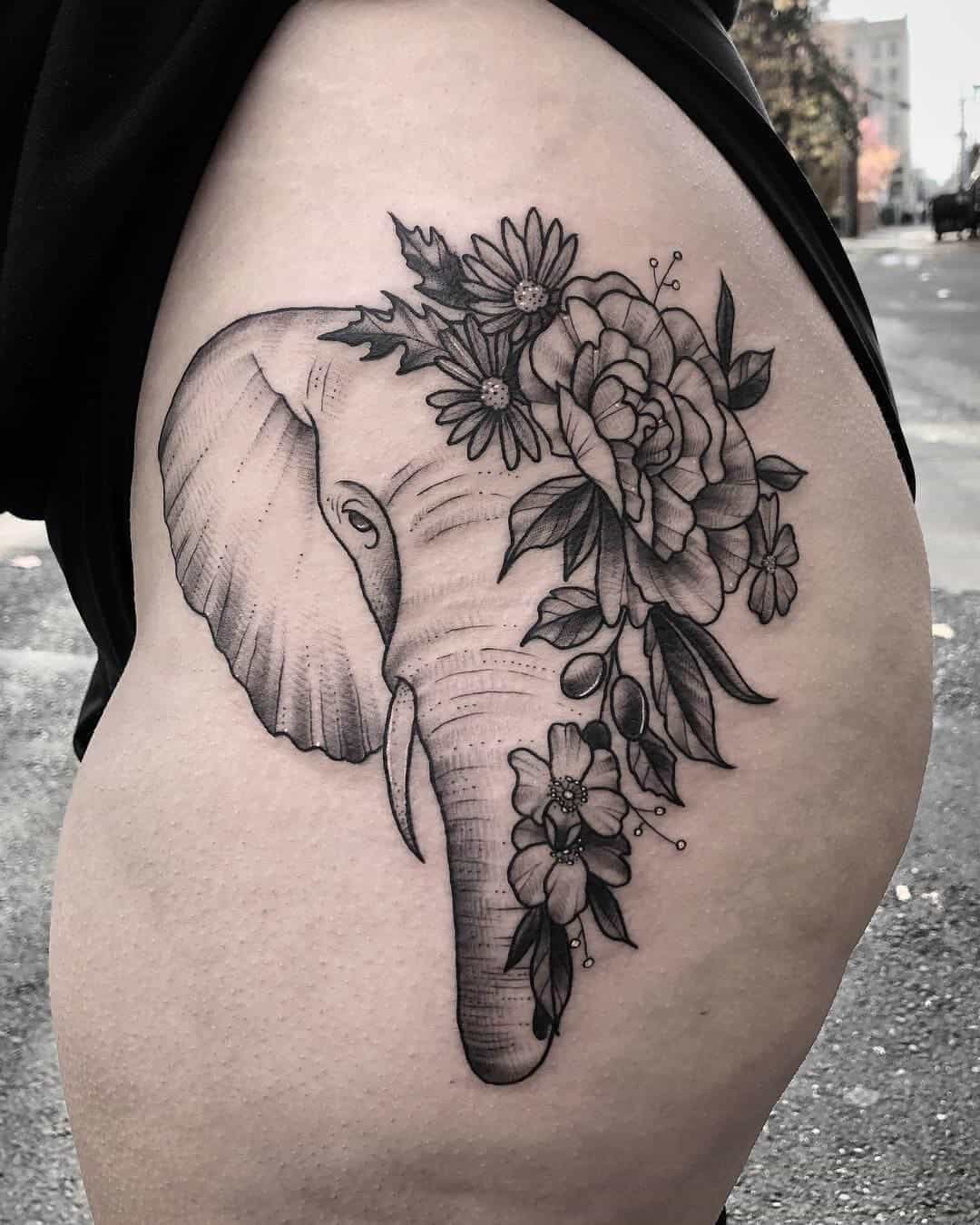 hibiscus hip tattoo