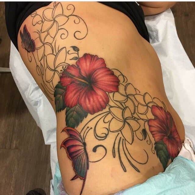 hibiscus rib tattoo