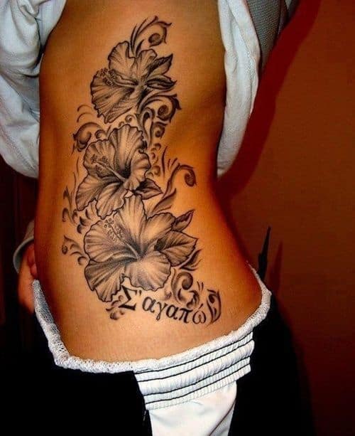 hibiscus rib tattoo
