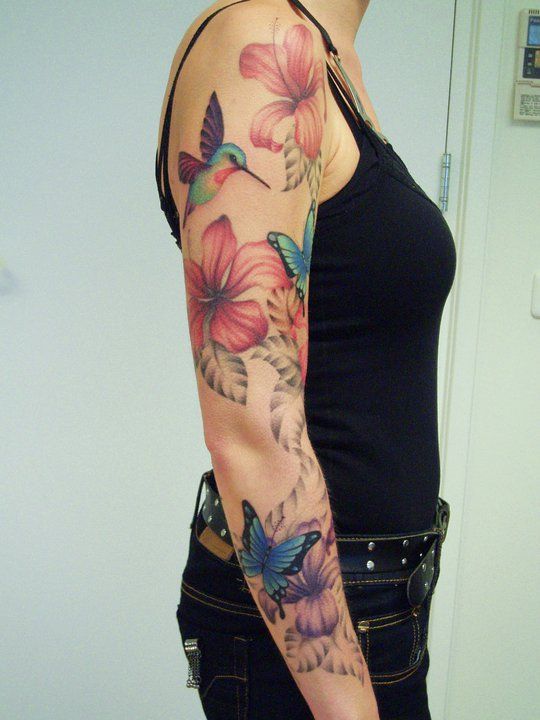 hibiscus sleeve tattoo