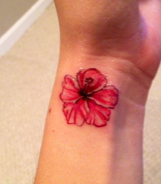 hibiscus wrist tattoo