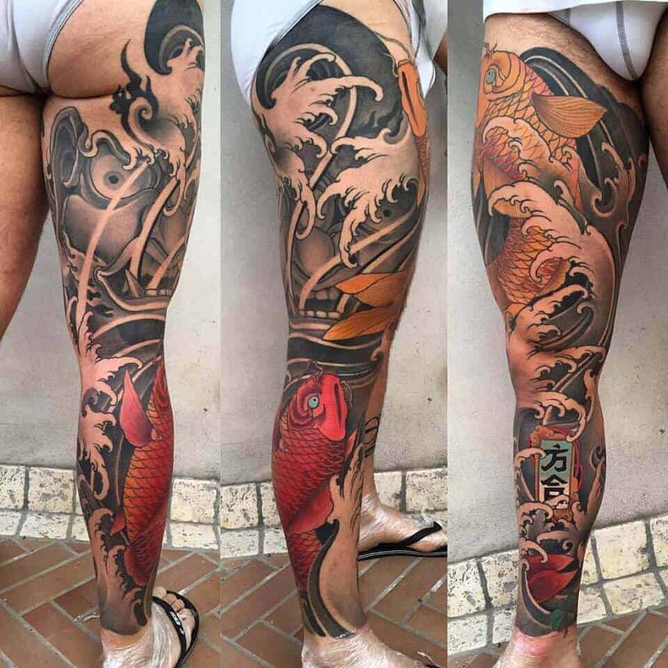 irezumi tattoo on leg