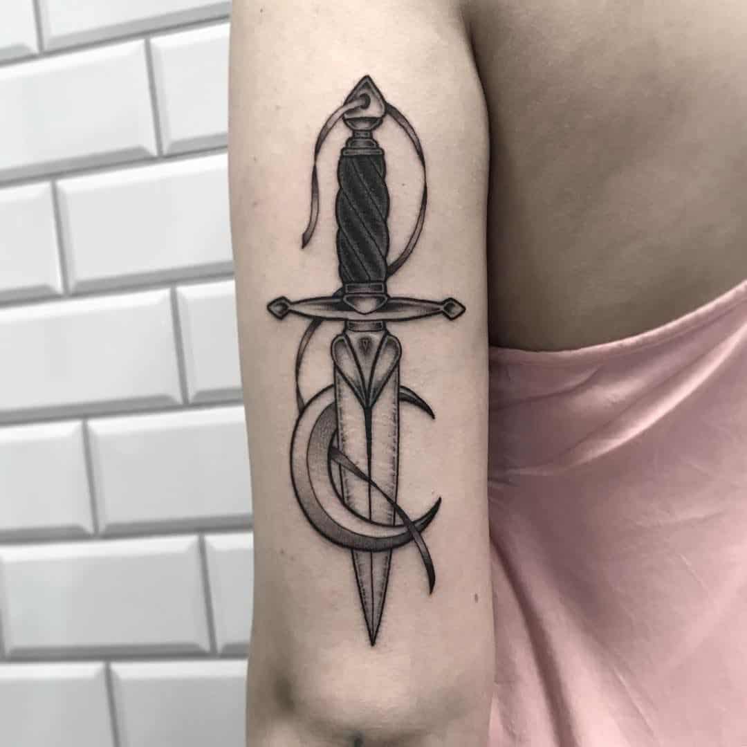 moon and dagger tattoo