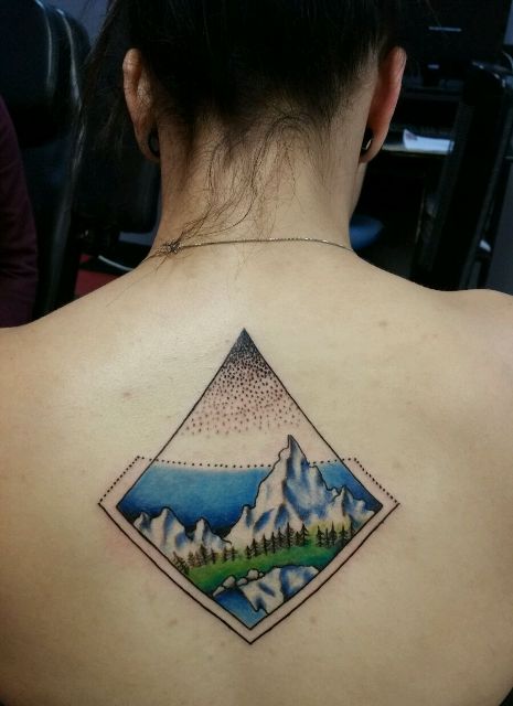 mountain back tattoo