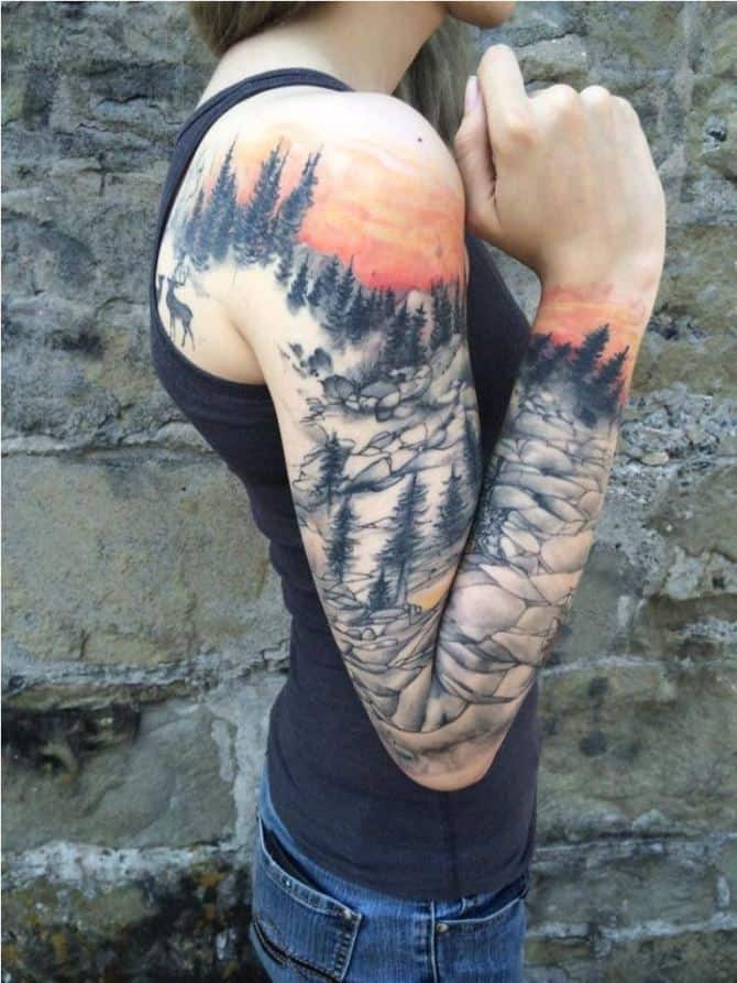 mountain sleeve tattoo