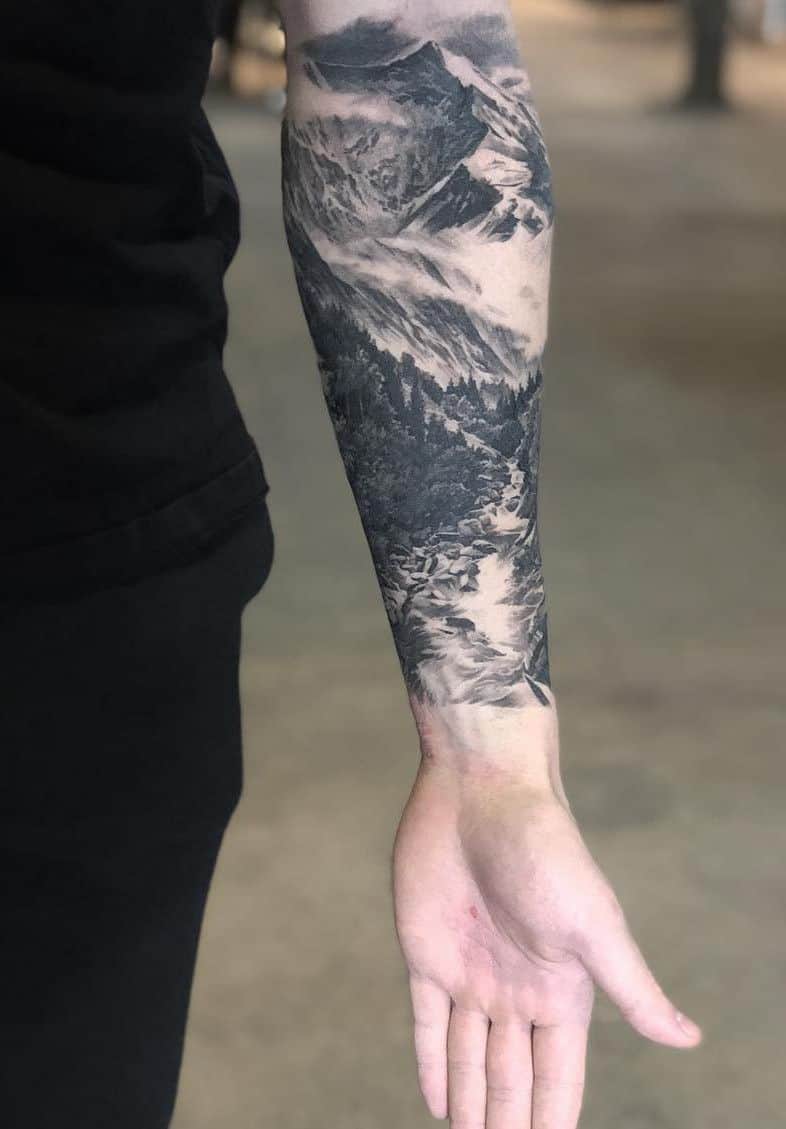 Mountain Range Tattoo Sleeve