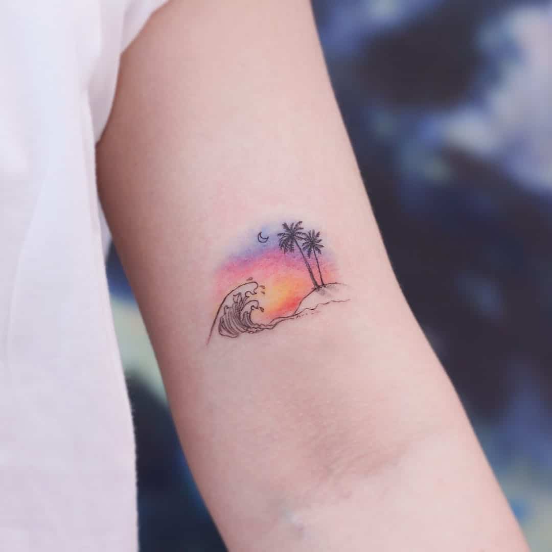 25 Beach Tattoos Inspired By Paradise  Island Ink Design Ideas