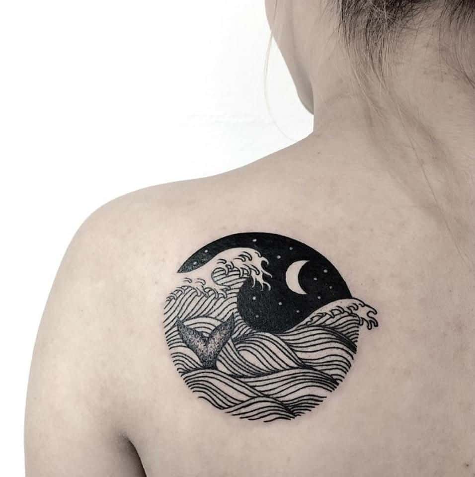 tatuagem das costas do oceano