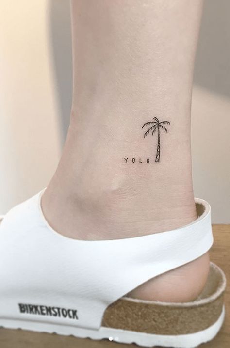palm tree ankle tattoo