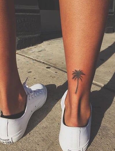 palm tree ankle tattoo