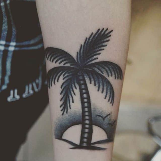 palm tree arm tattoo