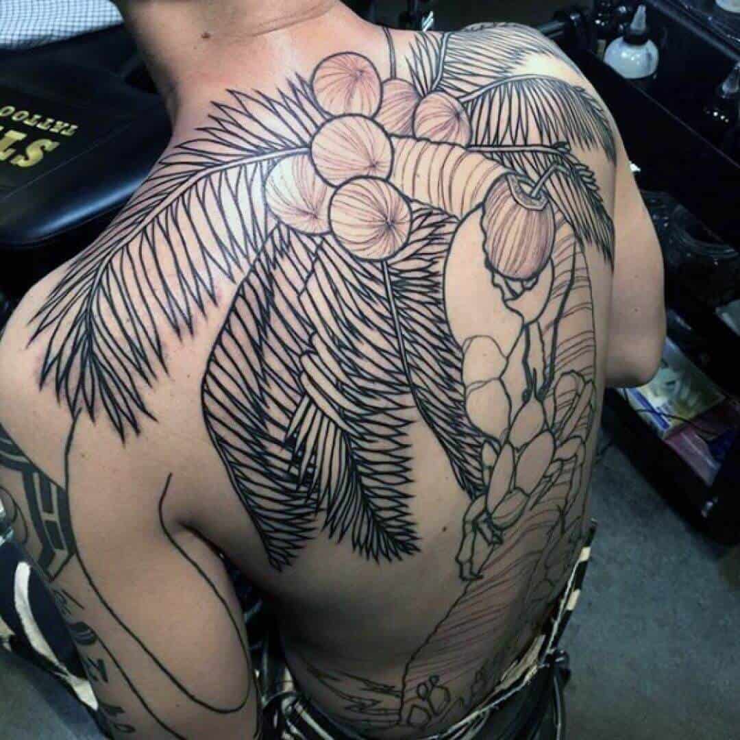 palm tree back tattoo