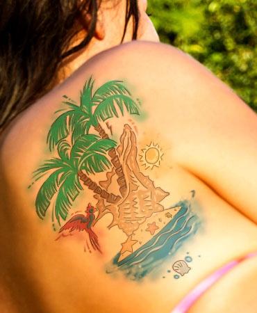 palm tree back tattoo