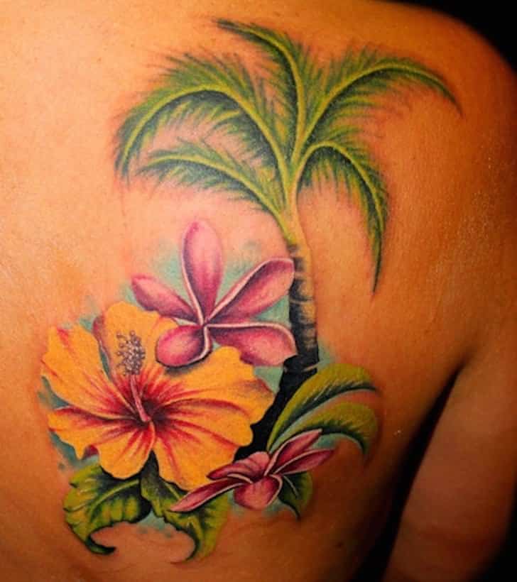 palm tree back tattoo