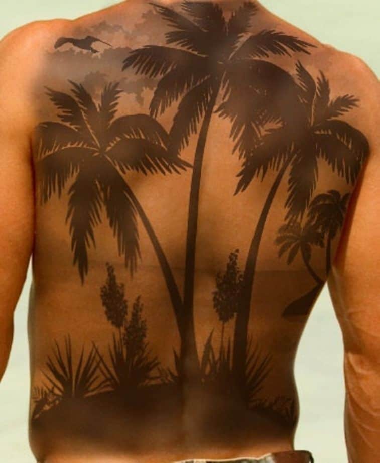 palm tree back tattoo