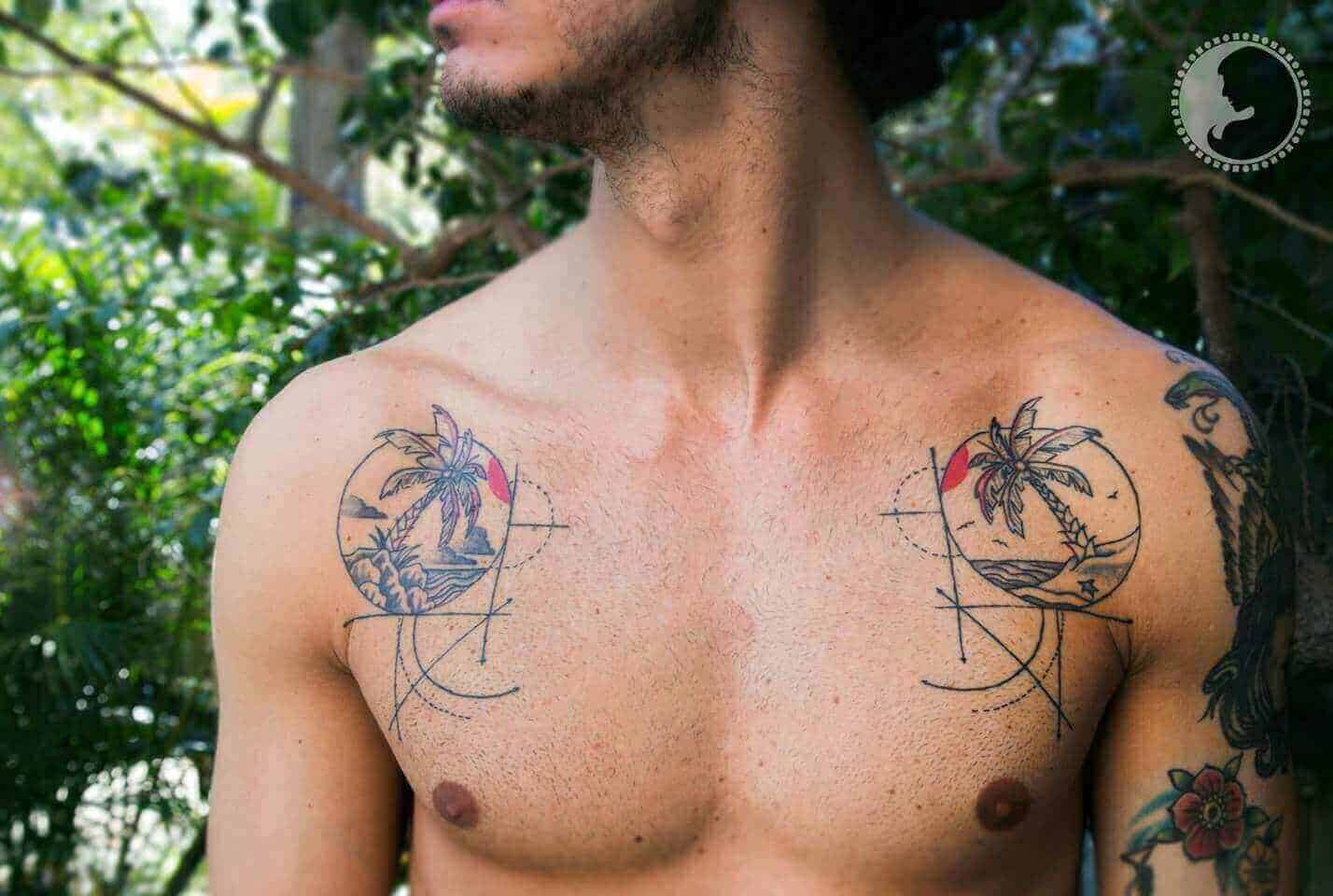 palm tree chest tattoos